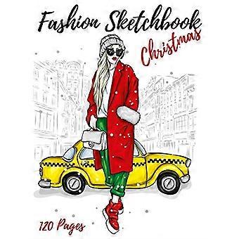 Mode schetsboek Kerst: Sjabloon voor een vrouwelijk figuur met vooraanzicht, achteraanzicht en zijaanzicht. Groot sjabloon om gemakkelijk je modeontwerpen te schetsen.