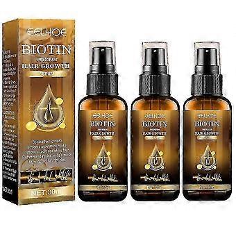 3x Biotina Spray per la crescita dei capelli Anti Caduta dei capelli Ricrescita rapida Trattamento del cuoio capelluto Siero per la cura dei capelli