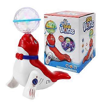 Trottola danzante universale per bambini con proiettore di luci e musica, giocattolo elettrico a forma di delfino.