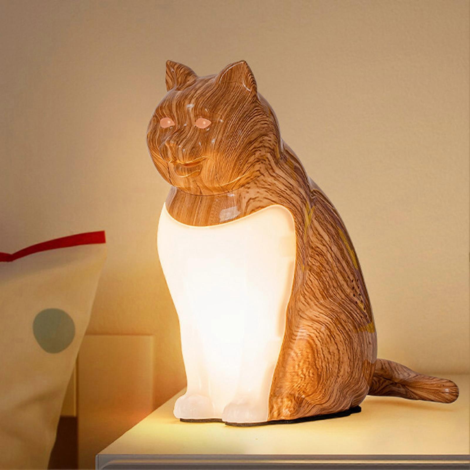 Cat-Shaped Night Light with Aromatherapy Bedside Table Lamp with Sound Function Rechargeable Soft