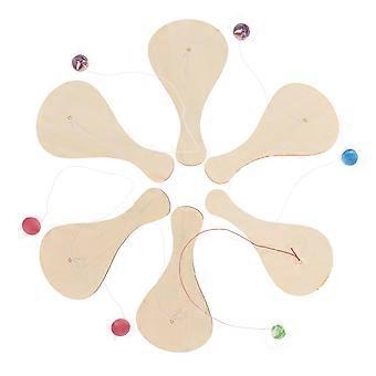 6 stks Houten Paddle Bal Spel Binnen Buiten Paddle Bal Speelgoed Spel voor Kinderen