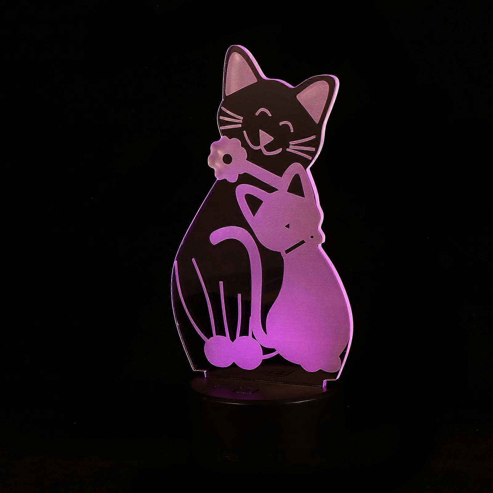 Touch LED Light 3D Cat Night Lamp Visual Night Light 2Pcs Set
