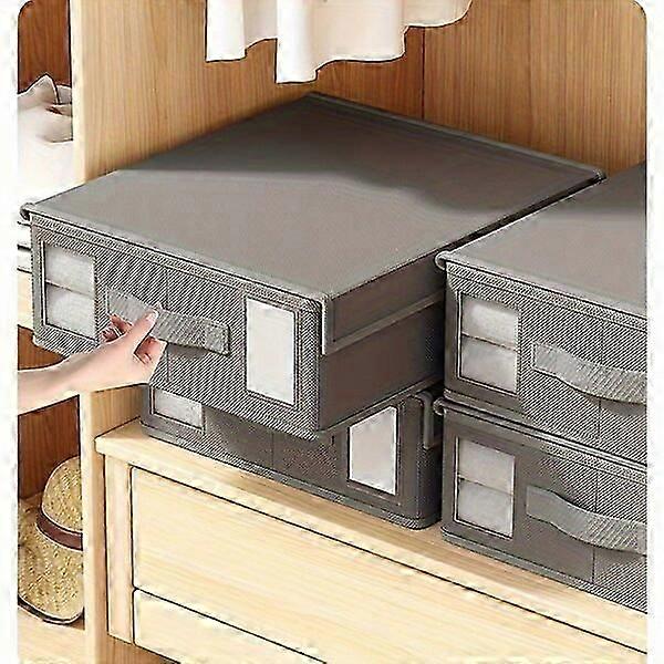 Fabric storage box with transparent window foldable for bedding organization and storage