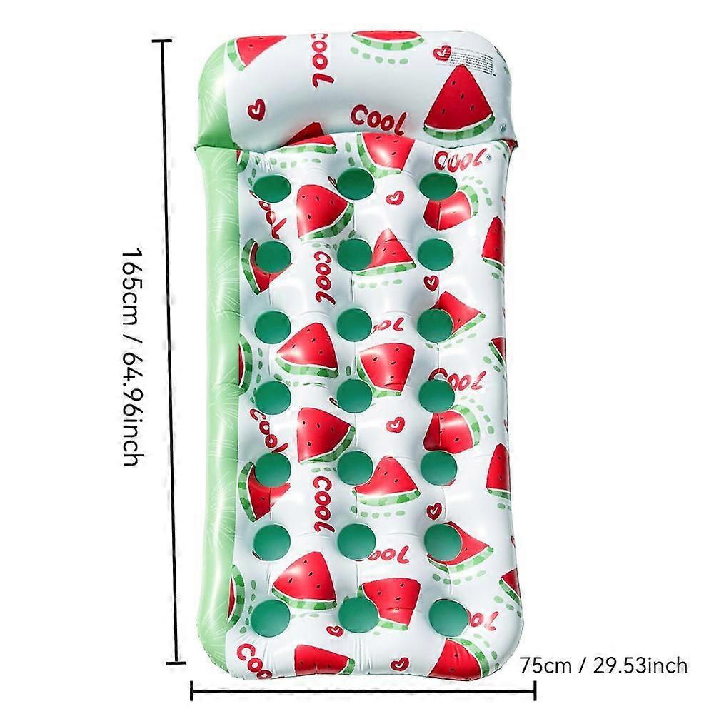Inflatable Thickened Floating Bed Watermelon Pattern Holes