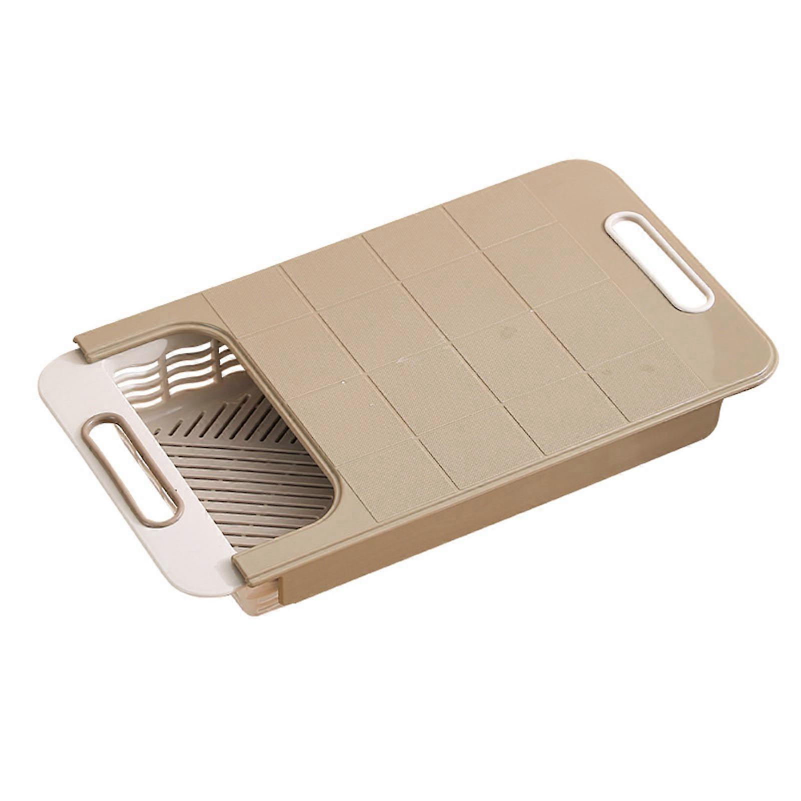 Retractable Plastic Cutting Board With Strainer For Sink