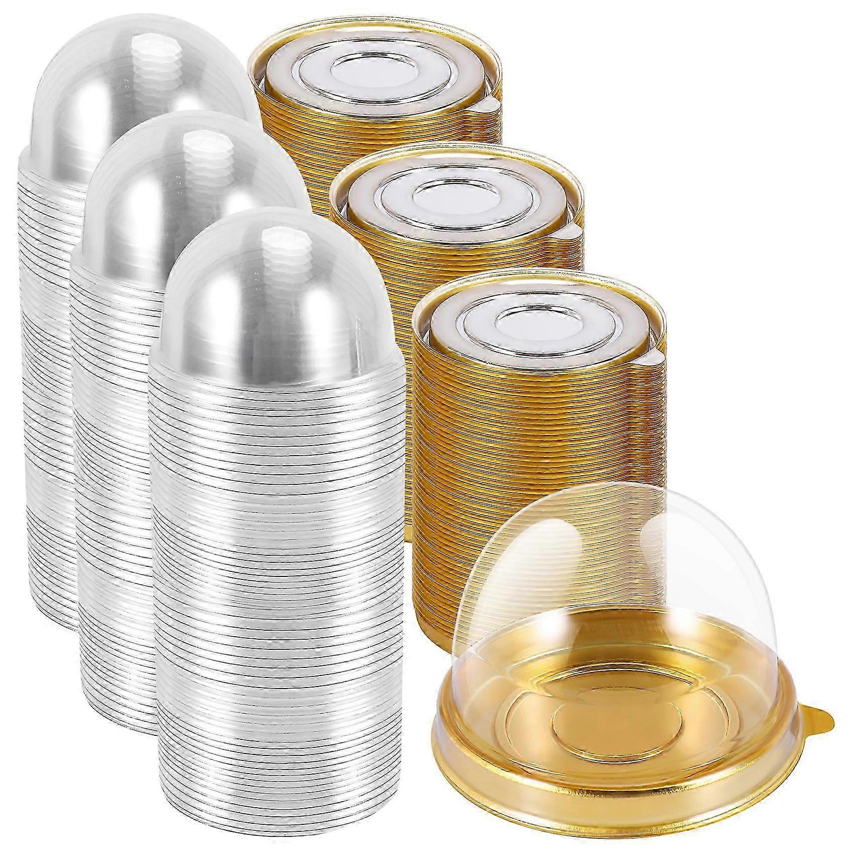 150 Pcs Clear Plastic Mini Cupcake Boxes, Plastic Dome Dessert Containers