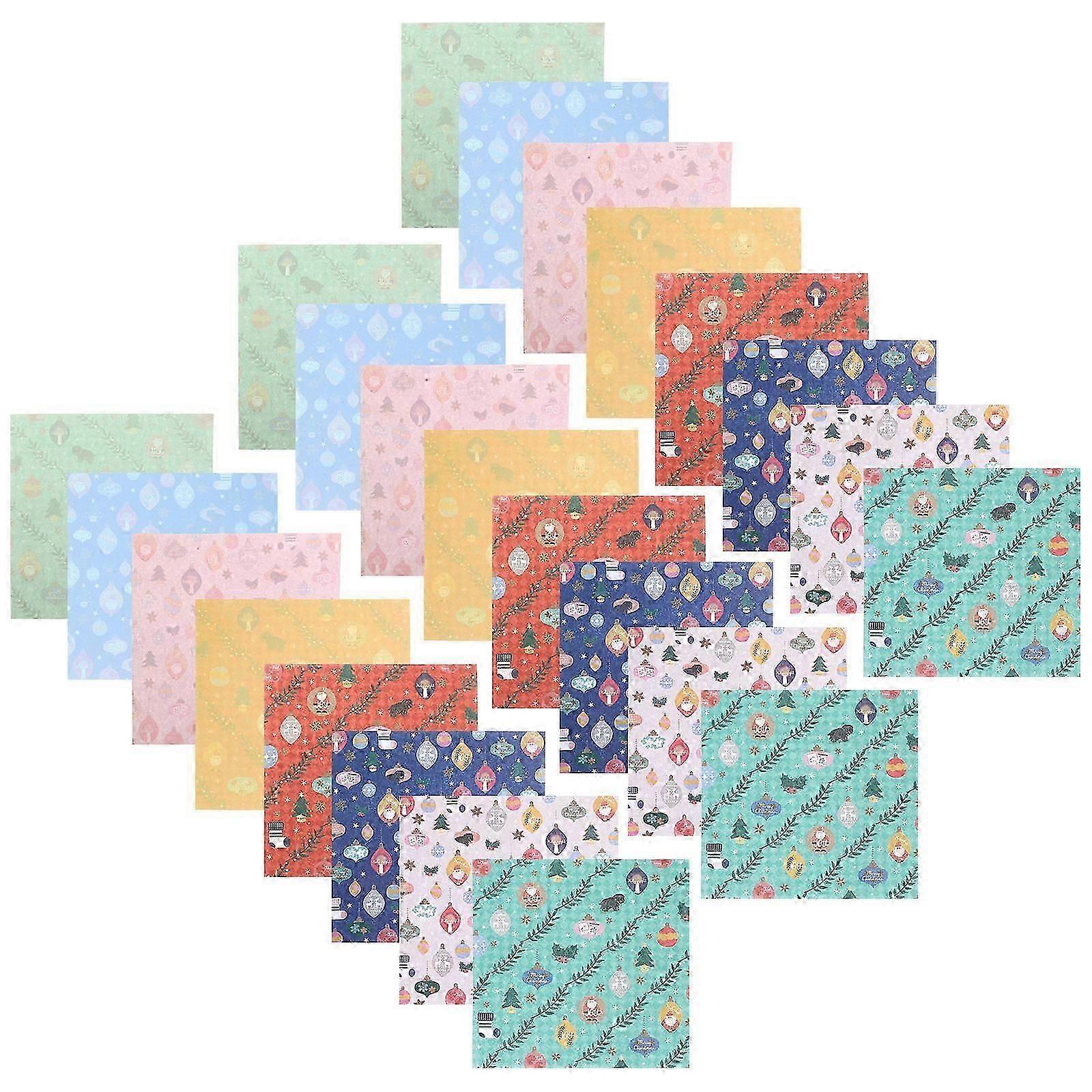 DIY Paper Christmas Pattern Paper for Handwork 60Pcs Colorful Sheets
