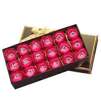 Festival Gift 18Pcs Flora Scented Bath Soap Rose Flowers in Gift Box compatible with Valentine's Day, Mother's Day Anniversary Birthday Gift (Pink)