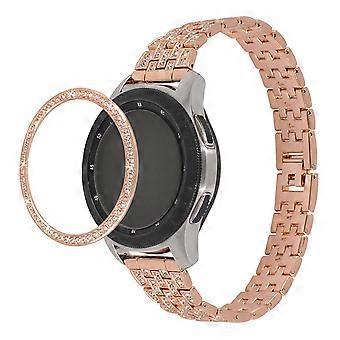 Diamante-montado Bezel Anel Bezel Loop Cover Anti Scratch Collision Protector Compatível para Galaxy Watch (46mm, Ouro Rosa)