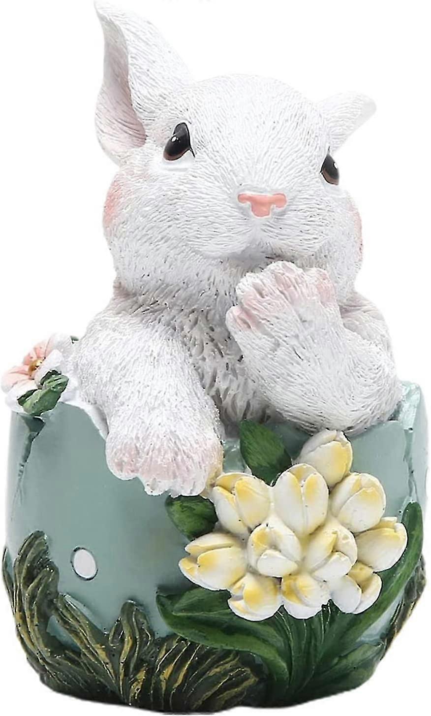 Resin Easter Bunny Decorations - Easter Bunny Figurines Cute Modern Easter Statue Tabletop