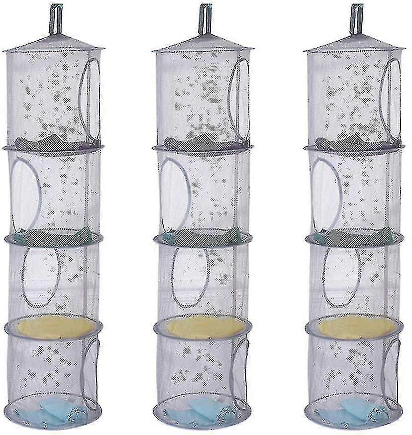 Children's Storage Net 3 Pcs Hanging Drying Net Foldable Mesh Basket Storage