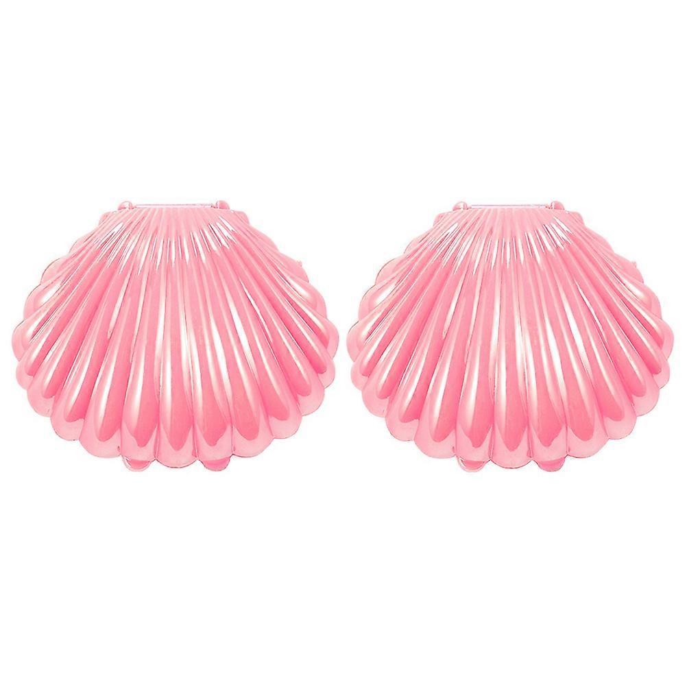 Pink Pearl Storage Shell Box for Decoration 2Pcs Simulation Shell Plastic