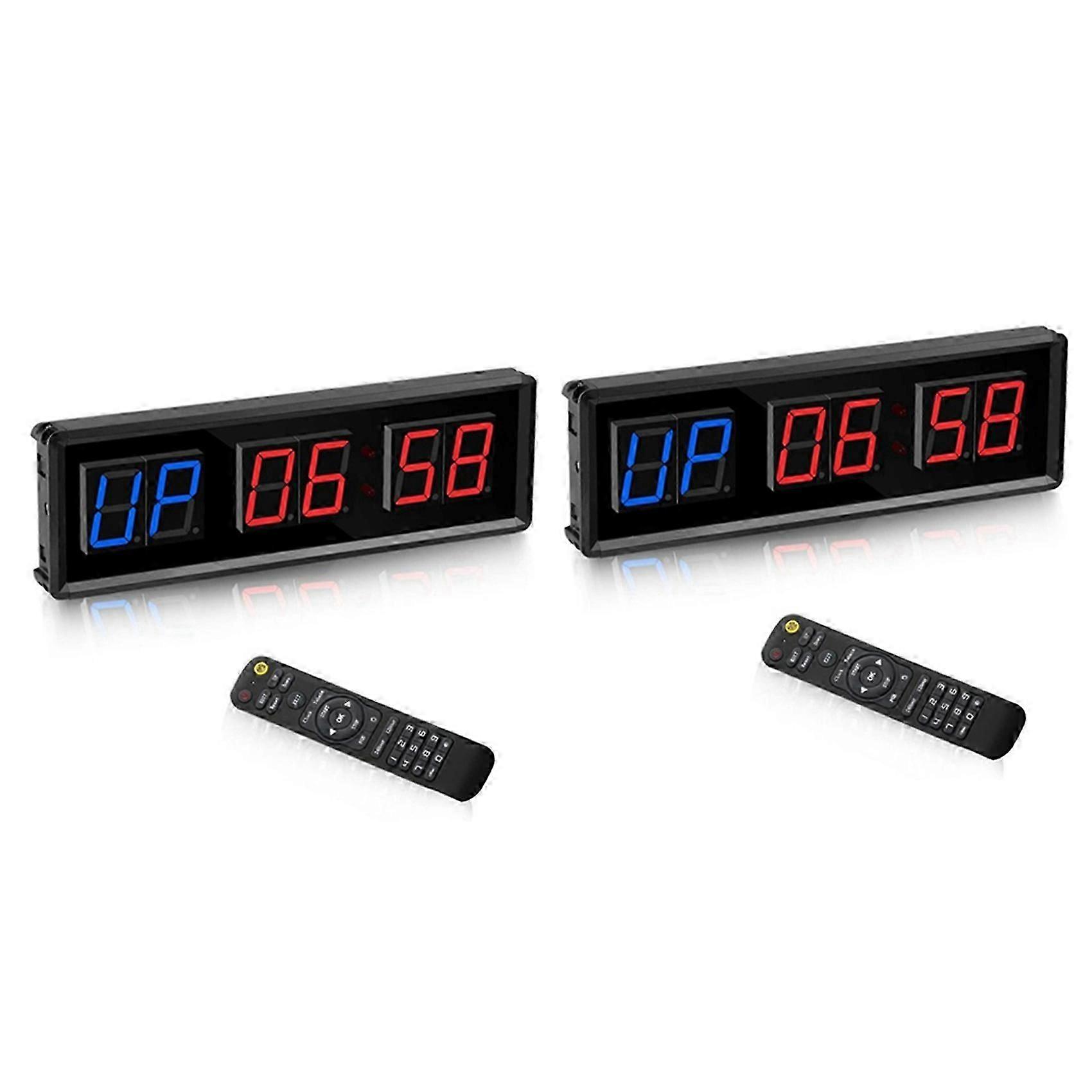 2X Gym Timer,LED Interval Timer Digital Countdown Wall Mounted Clock Fitness Timer,Digits Down/Up C