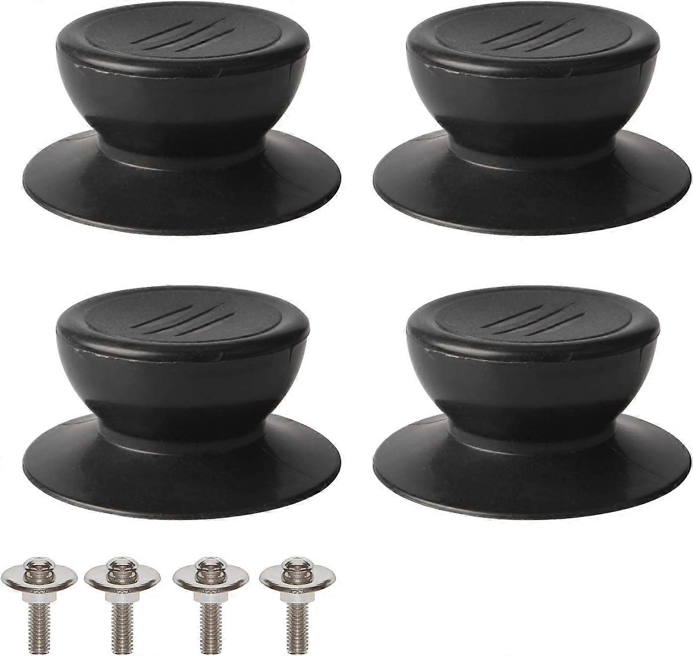 4 lid knobs, universal kitchen lid replacement knobs, glass lid handle - black