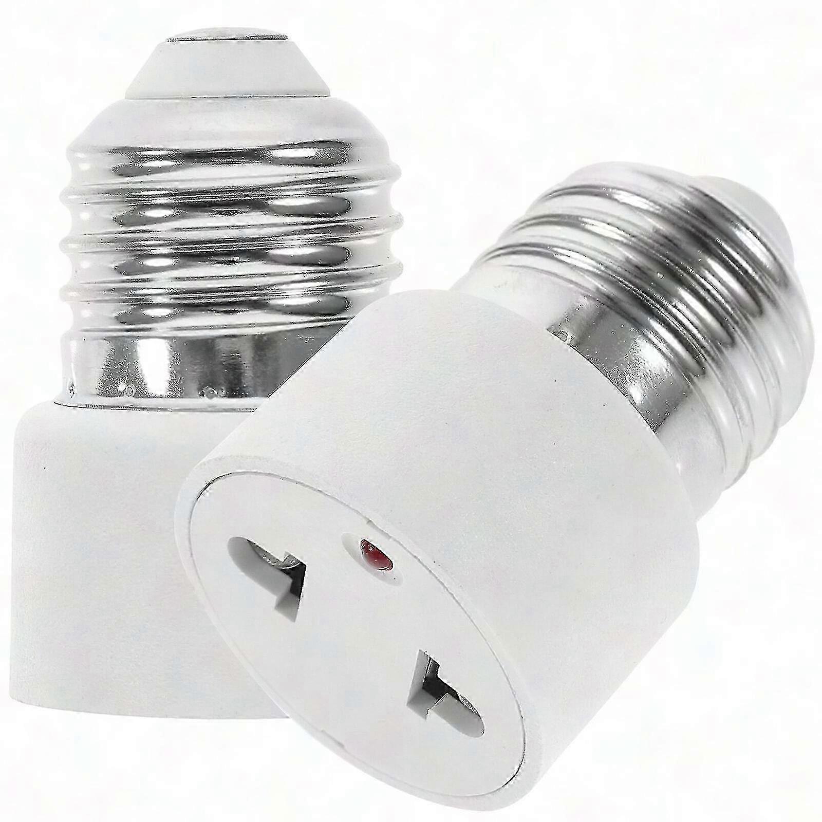 2-Pack E27 Light Socket to 2-Prong Plug Adapter, Socket Outlet Converter