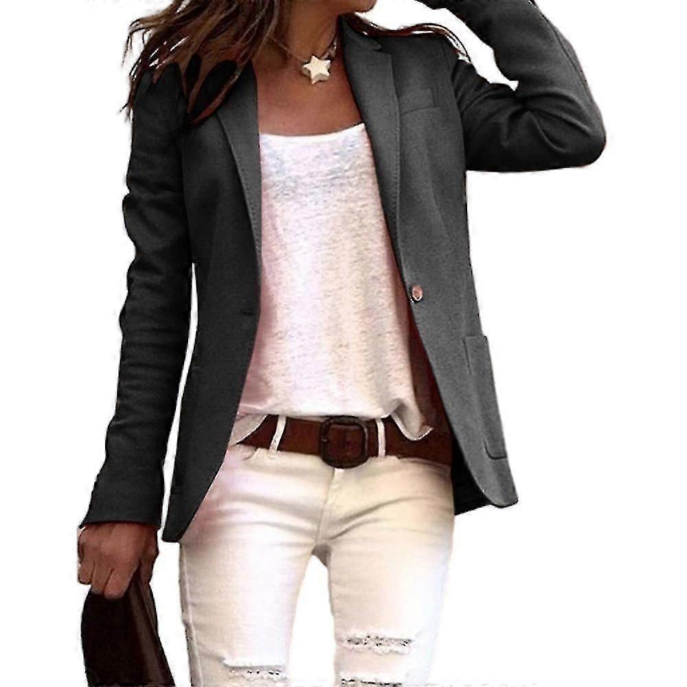 Ladies Work Office Lapel Jacket Suit Blazer One Button