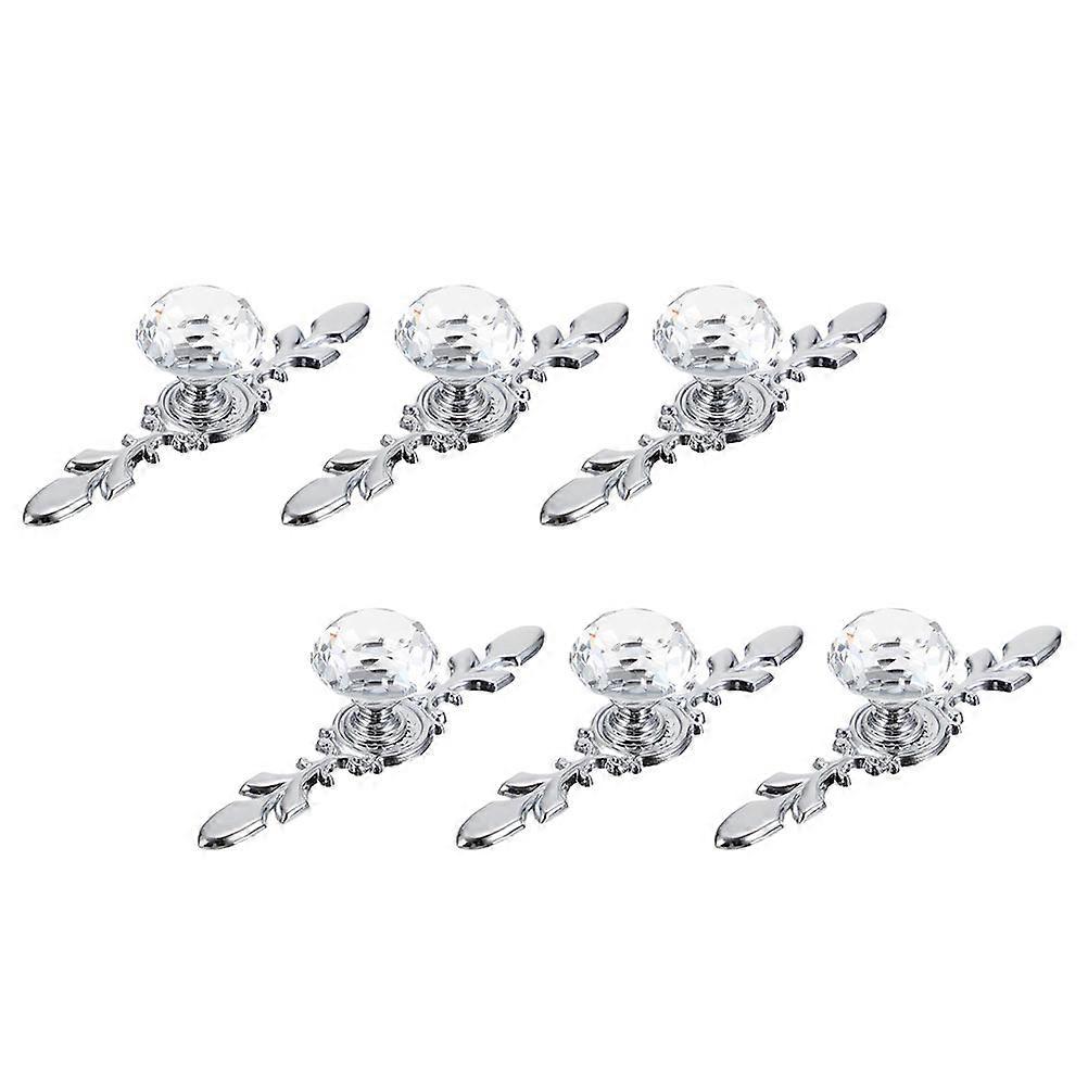 6Pcs Metal Drawer Knobs Crystal Cabinet Handle Wardrobe Drawer Pull Knob Dresser Drawer Knobs
