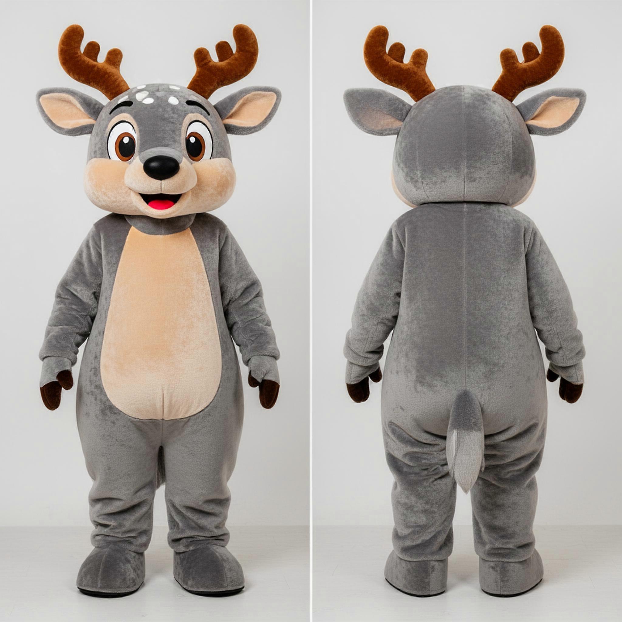 MASTICOT Velvety Gray Gentle Deer Mascot