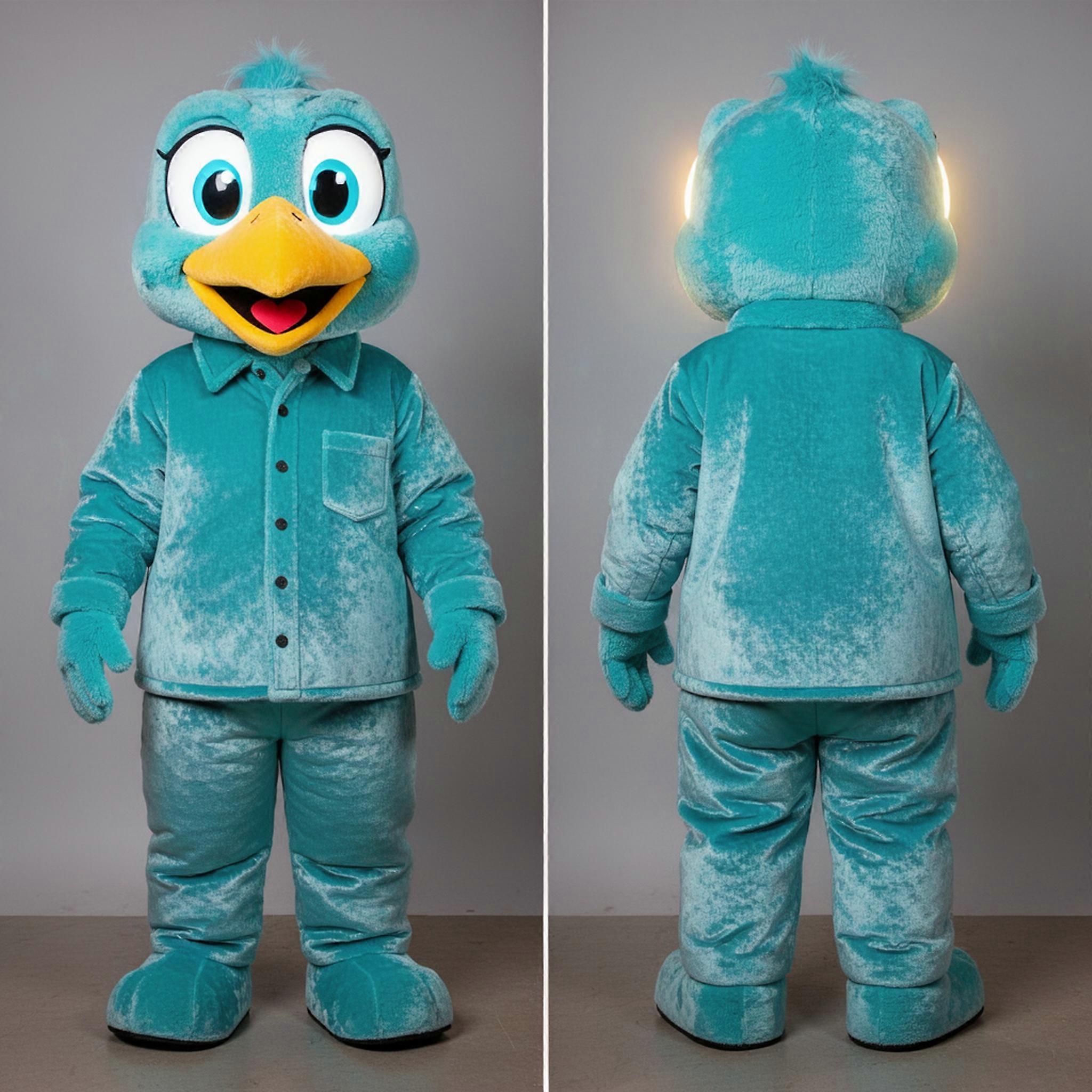 MASTICOT Shimmering Turquoise Playful Penguin Mascot