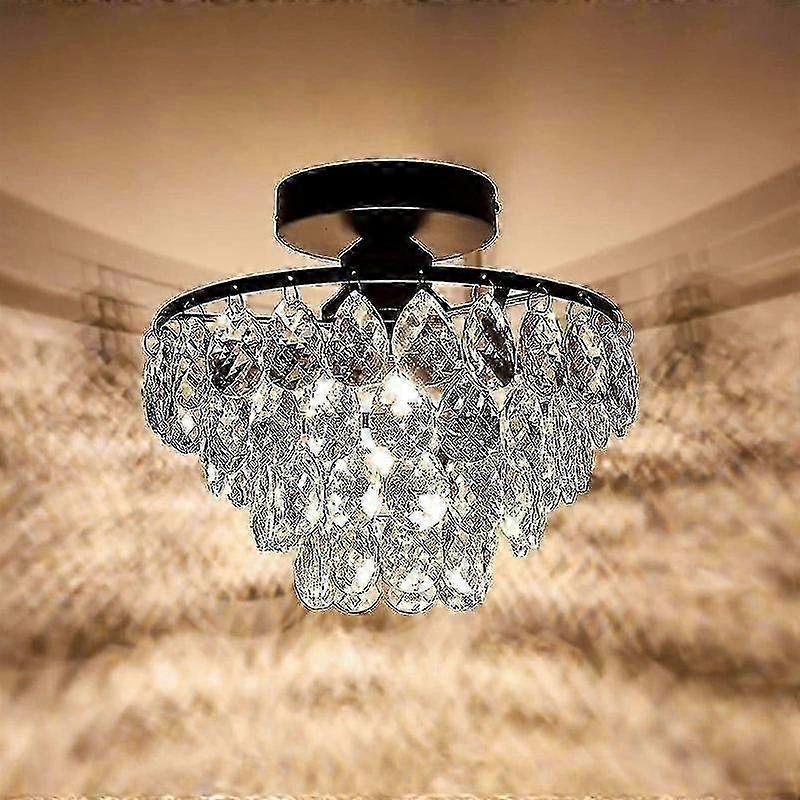 Mini Semi Flush Crystal Chandelier