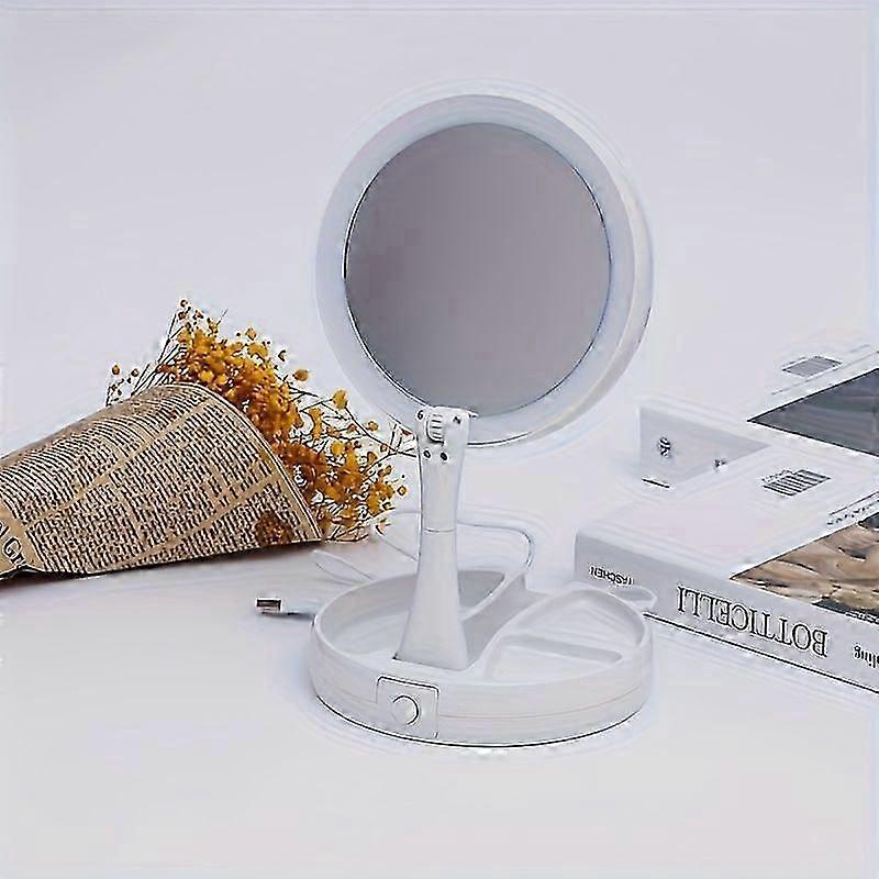 10X LED Double Sided Vanity Mirror Ring Light USB Battery Storage Base