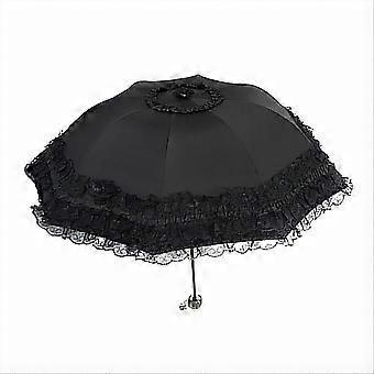 Sun Protection Lace Sun Umbrella - Black