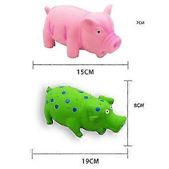 Juego de juguetes masticables para perros con forma de cerdito rosa