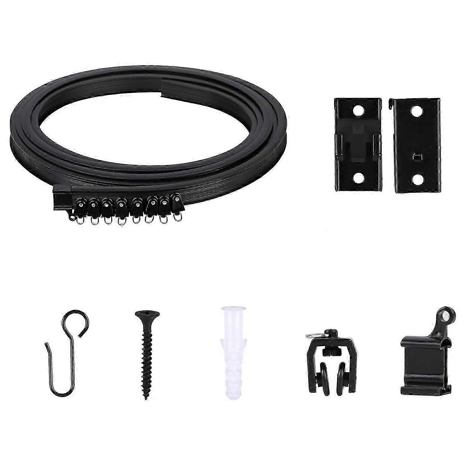 3m Bendable Black Ceiling Curtain Rail