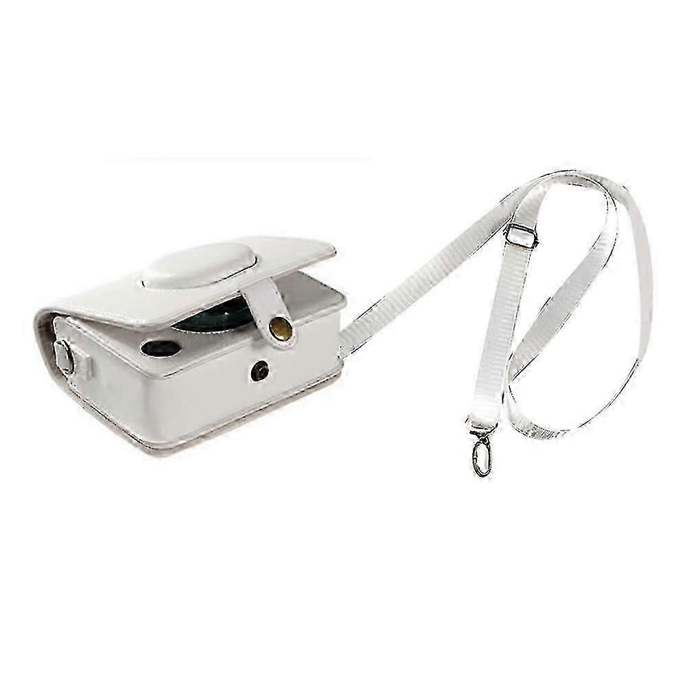 PU leather camera bag compatible with mini protective case with shoulder strap. Storage compatible with camera accessories (Top)