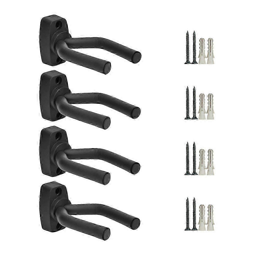 Guitar Wall Hanger Set 4 Pack Foam-Rotating Black