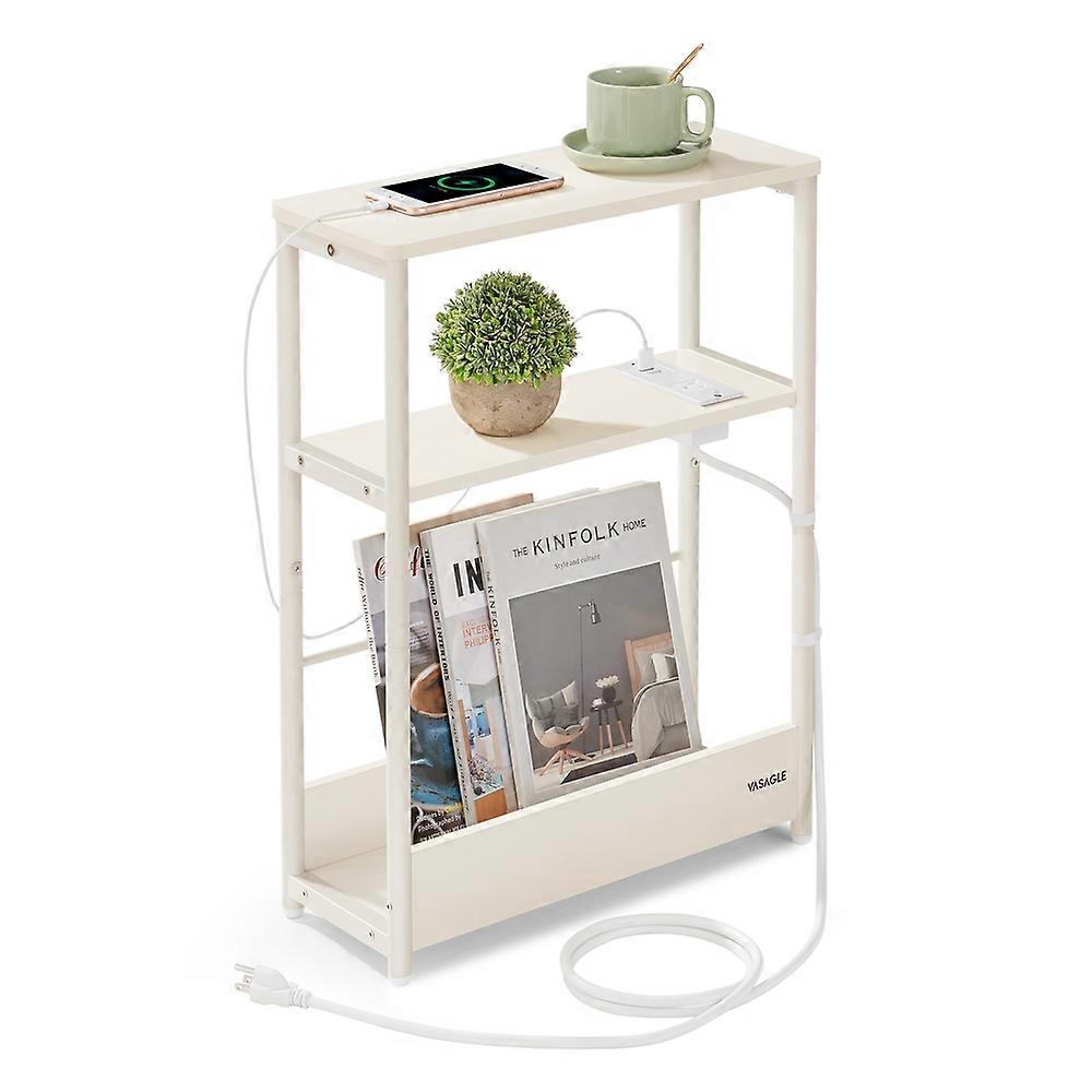 Narrow End Table with Charging Station 7.1"D x 17.7"W x