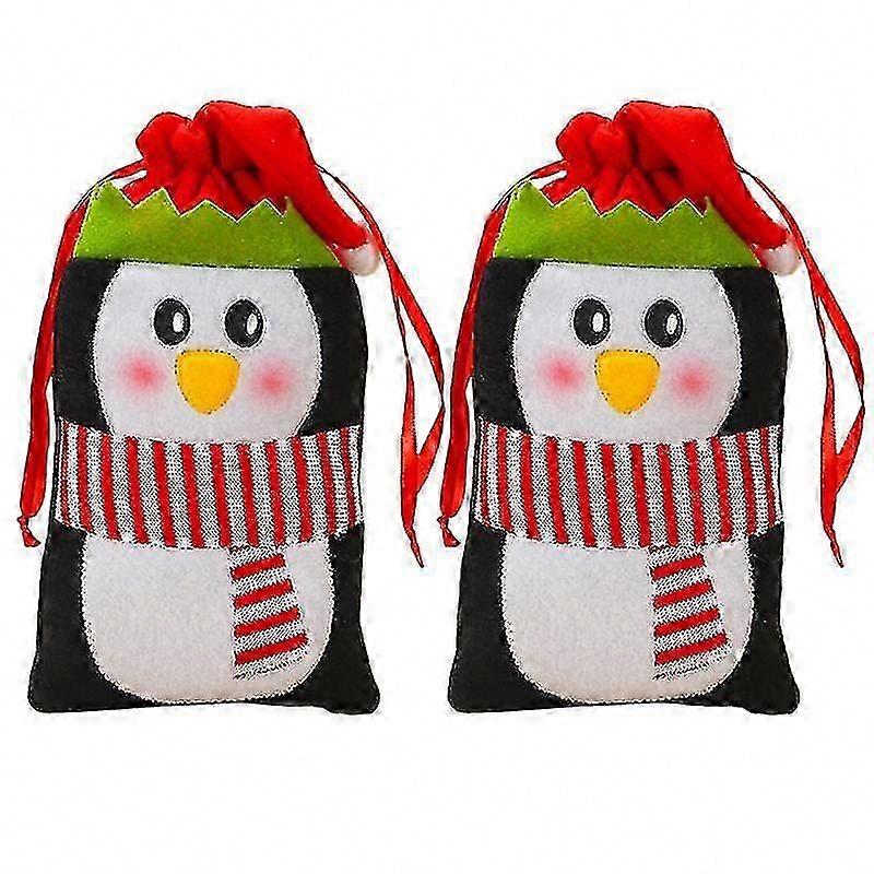 2pcs Christmas Gift Bags with Festive Elements