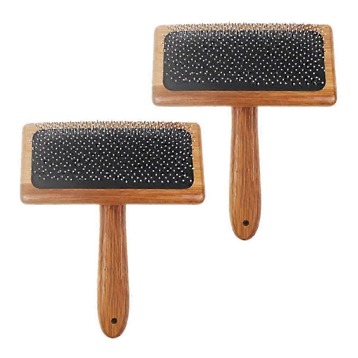 Dual Wool Carders Bamboo Rubber Base