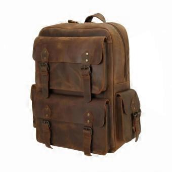 Canvas Backpack with Leather Straps Wear-Resistant Daypack Heavy-Duty for Hikers