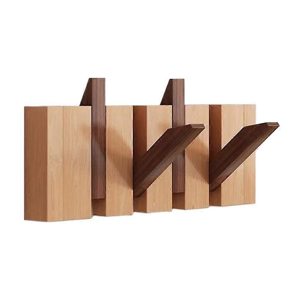 Flip-Down Walnut Wood Coat Hooks