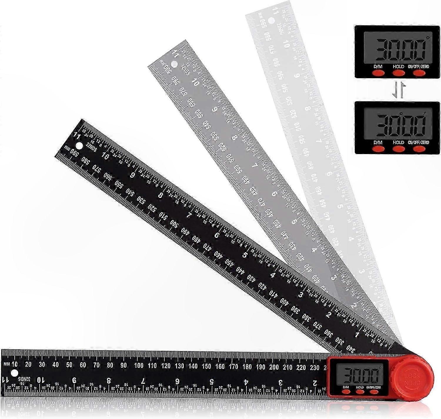 Digital Protractor 300mm 2-in-1 with LCD Display and Lock Function