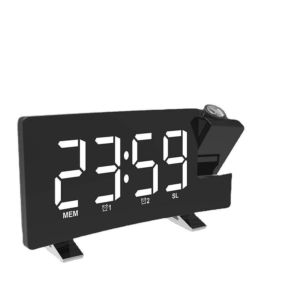 Radio Projection Alarm Clock Large Screen Led Display Electronic Clock Curved Double Alarm Clock