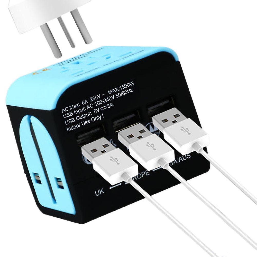 Multi-function Usb Conversion Plug Conversion Socket 3 Usb Port Global Multi Country Converter Eu / Us / Au / Uk Plug Usb Connector