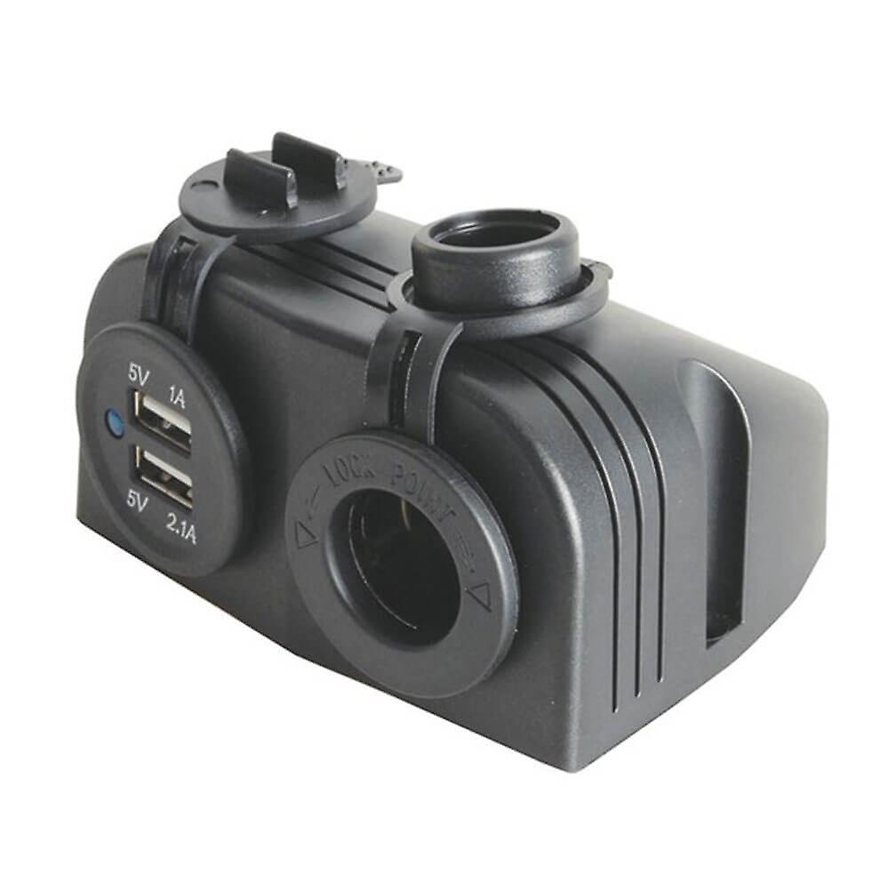 Marine Grade Socket Cigarette Lighter Power Sgl 10A + Converter 2xUSB 5V3.5A