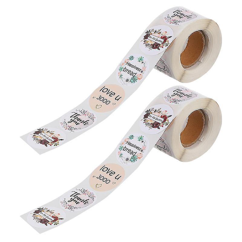 3.8X3.8cm Assorted Color Zippers 2 Rolls Floral Thank You Decal Sealing Stickers Christmas Holiday P