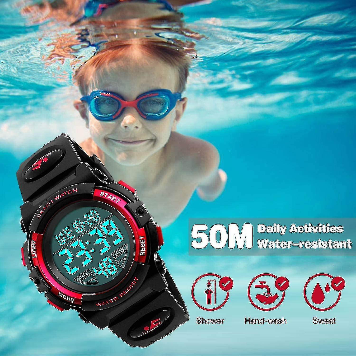 Kids Digital Sports Watch For Boys Girls, Boy Waterproof Casual Electronic Analog Quartz 7 Colorful Led Watche