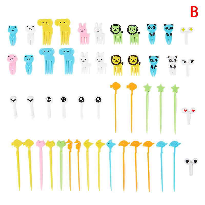 50pcs Kid Child Cartoon Animal Food Fruit Pick Fork Bento Lunch Box Decor