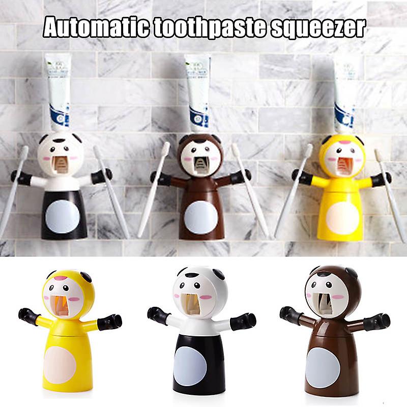 Toothpaste Dispenser Wall Mounted Toothpaste Squeezer with Cup All-in-1 Toothbrush Holder