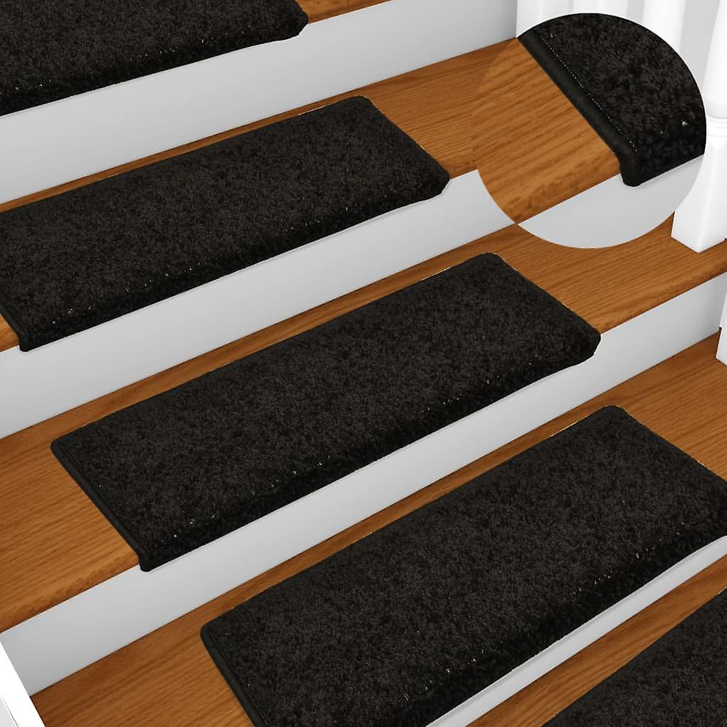 Step mats 15 pcs. 65x21x4 cm Black Rectangular border