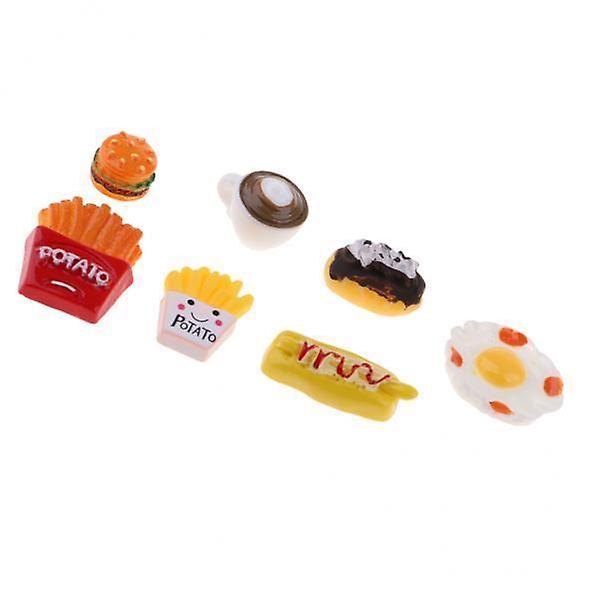 5x7 PCS Combo Meals Mini Cake And Coffee Model For 1/12 Scale Dollhouse