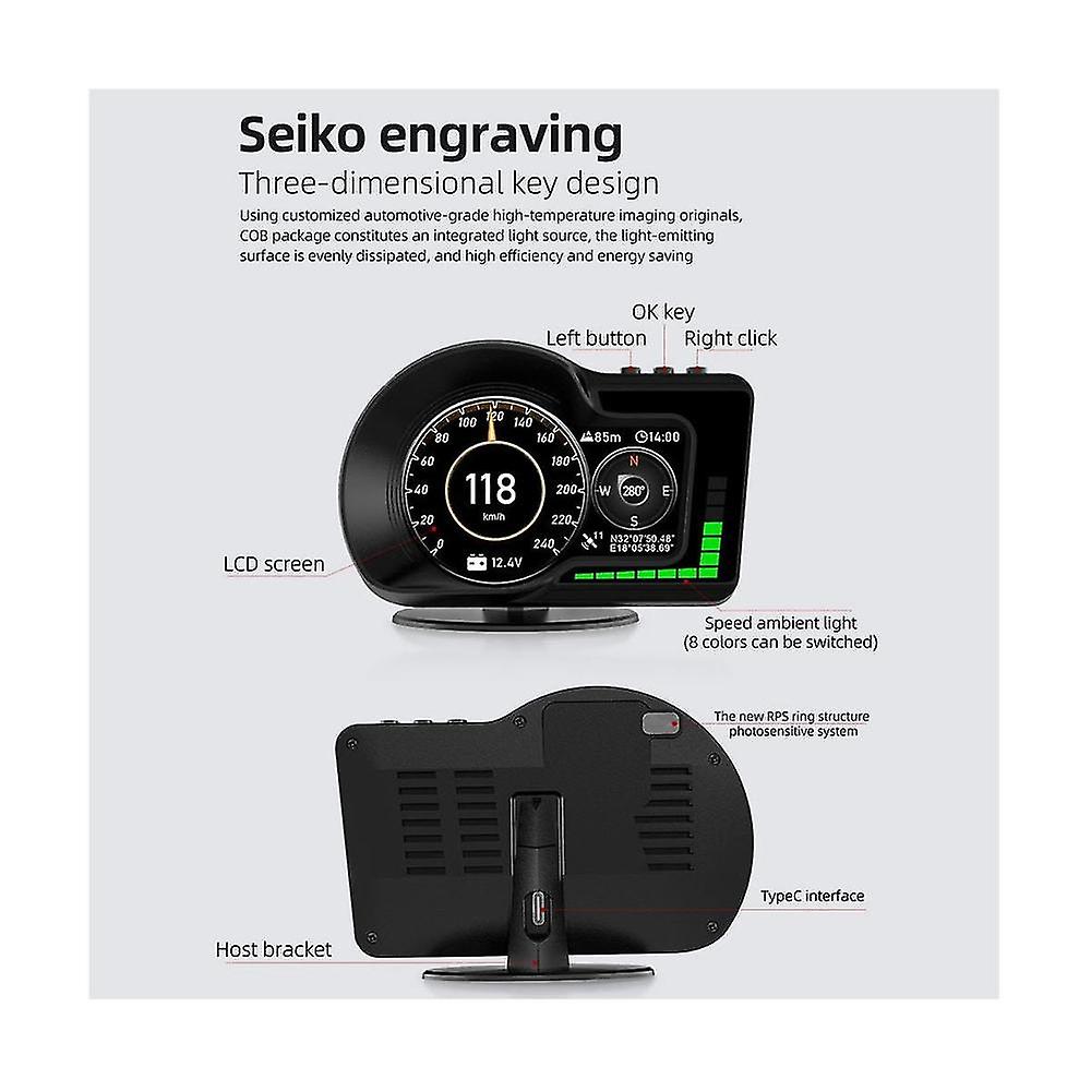 Obd2 Eobd Multifunction Lcd Display Obd+gps Hud Auto Computer Car Real-time Speedometer For All Car