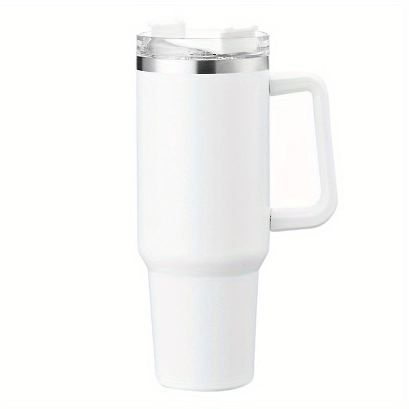 1pc 40oz Straw Tumbler Reusable Vacuum Tumbler With Straw Insulated Double Wall Stainless Steel Cup Handle And Vacuum Flask Handy Cup Teacher Appr