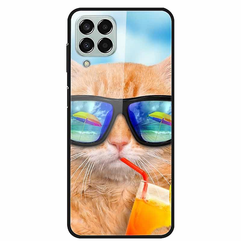 For Samsung M53 5g Case Tempered Glass Hard Pc Phone Back Cover For Sa