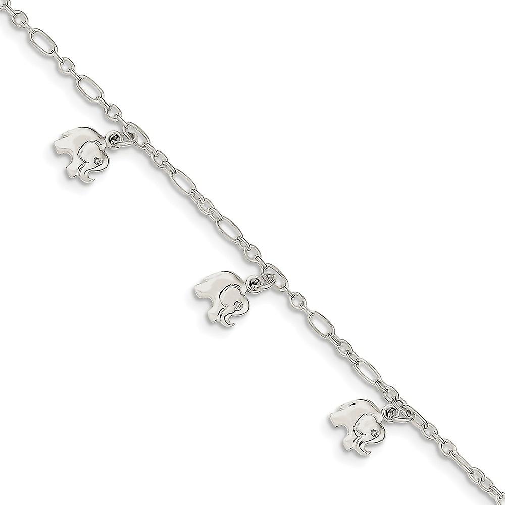 925 Sterling Silver Fancy Lobster Closure Polished Elephant Bracelet 6 Inch 10mm Wide Link-Bracelet