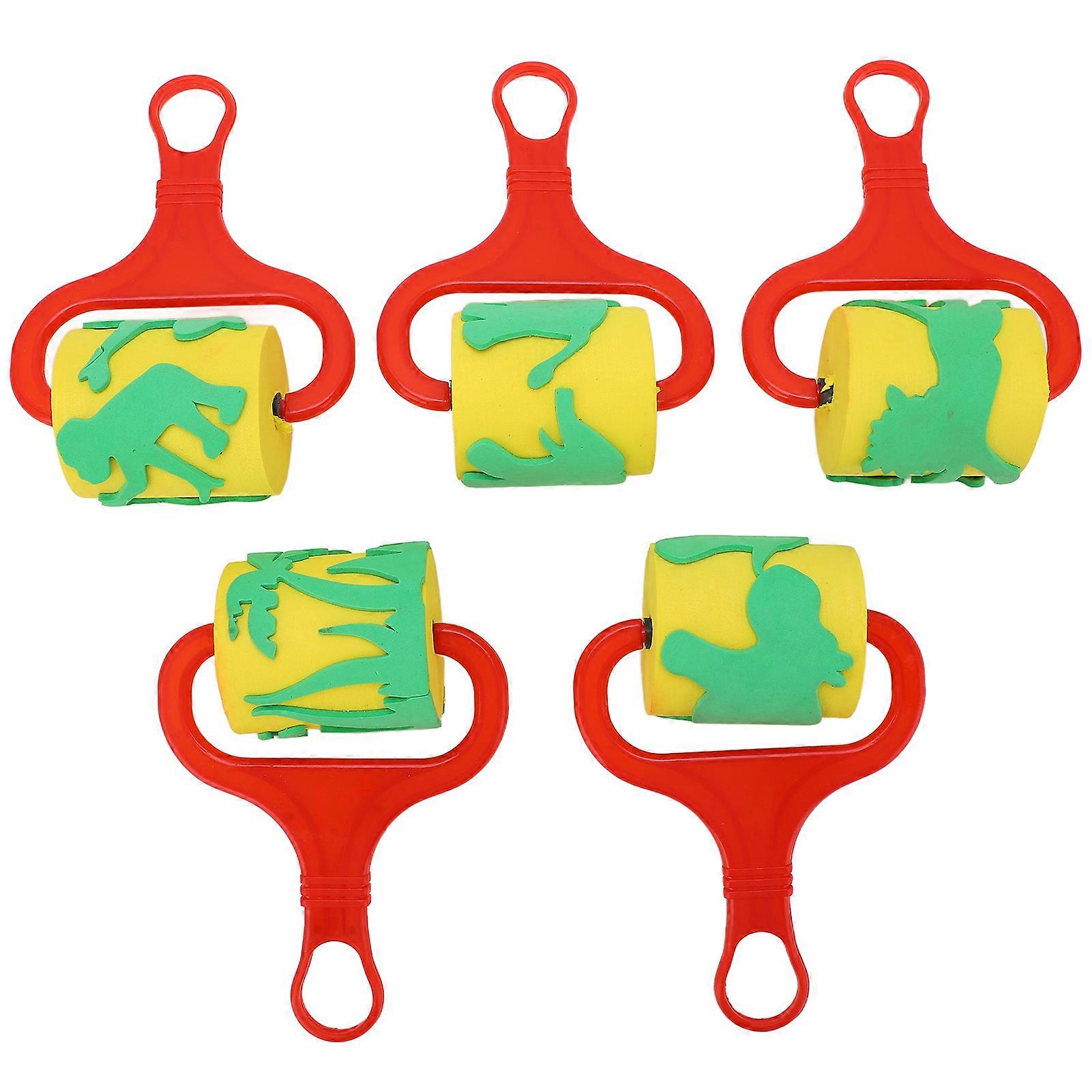 5 Pcs Sponge Roller Stamp Kids EVA Sponge Graffiti Paint Roller Stamp Brush DIY Hand Made Art Painting Tools